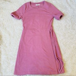 Madewell Crosshatch Puff-Sleeve Faux-Wrap Mini Dress size xS